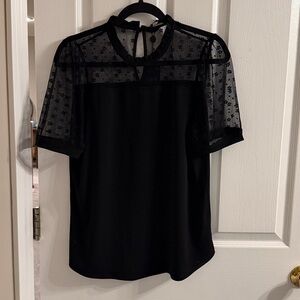 Adrianna Papell Black Sheer Floral Lace Yoke top